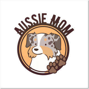 Aussie mom - cute australian shepherd dog illustration Posters and Art